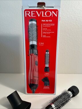Revlon Red 1200W Ionic Style Hot Air Brush Tool With 1.5 Inch And 1 Inch Barrel
